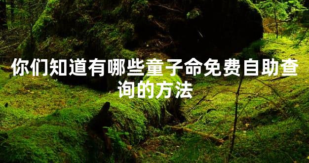 你们知道有哪些童子命免费自助查询的方法