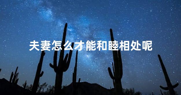 夫妻怎么才能和睦相处呢