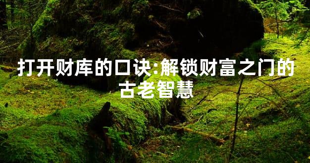 打开财库的口诀:解锁财富之门的古老智慧