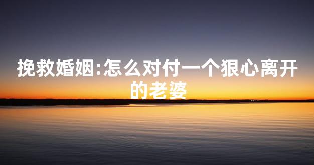 挽救婚姻:怎么对付一个狠心离开的老婆