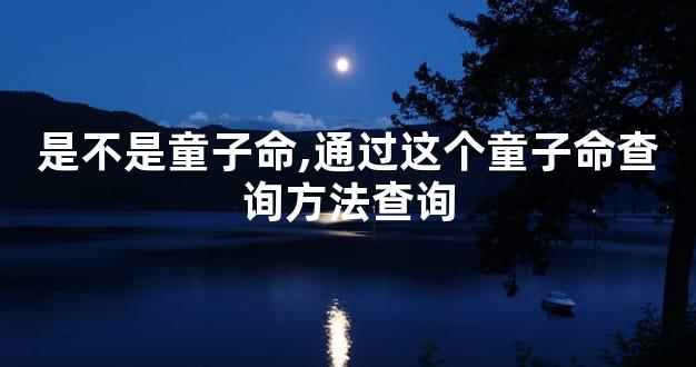 是不是童子命,通过这个童子命查询方法查询