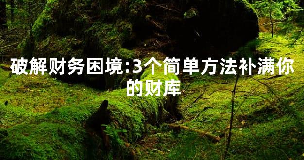 破解财务困境:3个简单方法补满你的财库